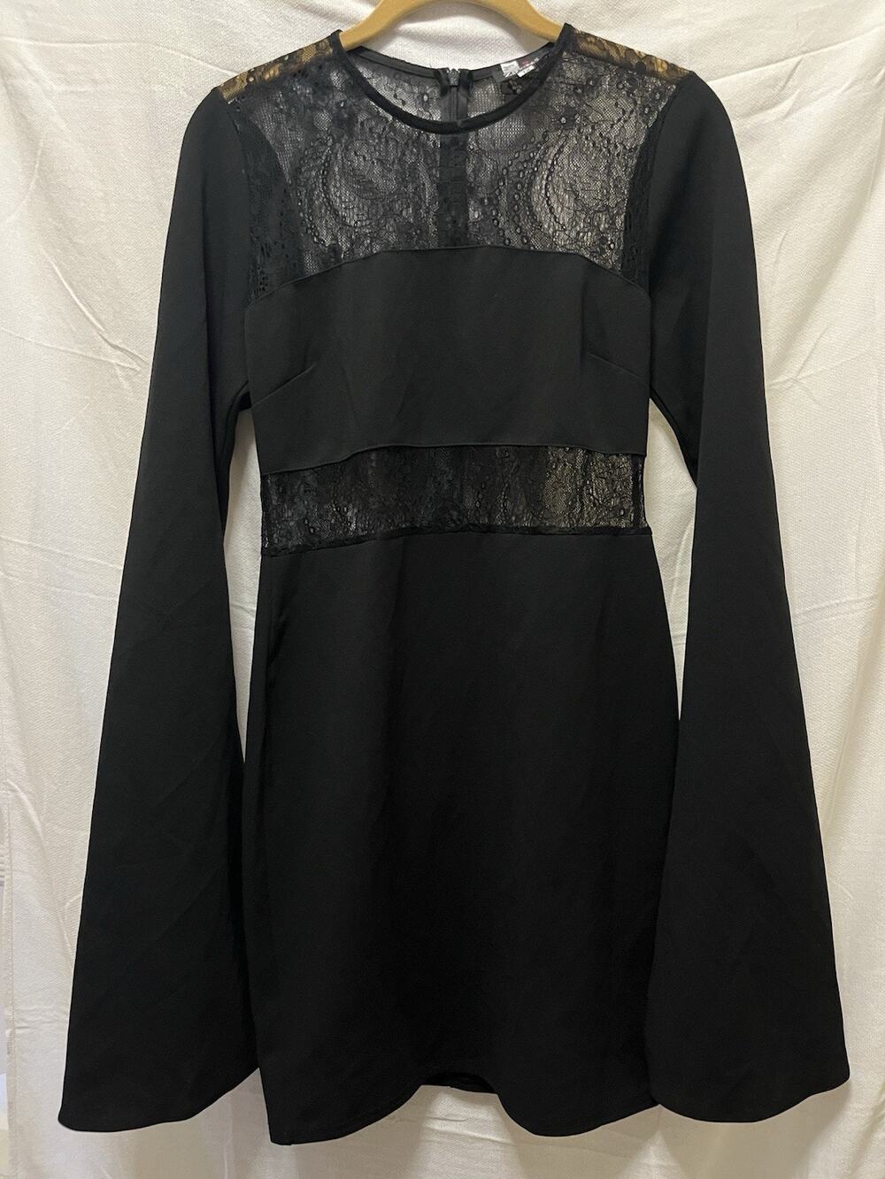 John Zack Tall Black Lace Dress With Split Sleeves US 8 UK 12 Witchy Whimsigoth